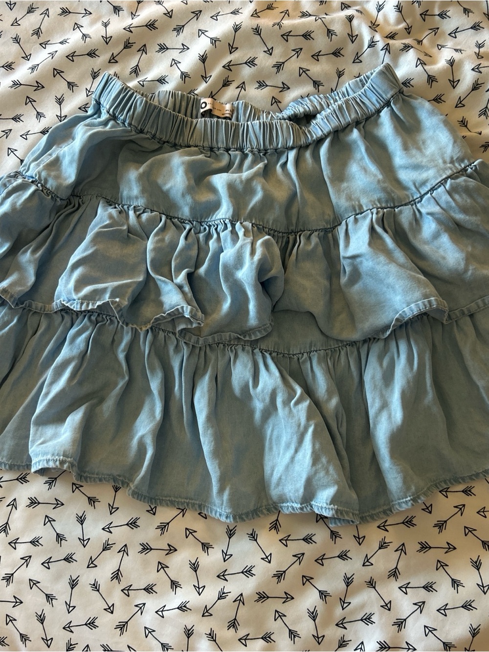 SO Light Blue Tiered Ruffle Mini Skirt